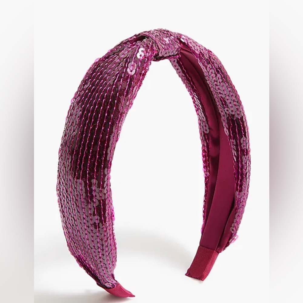 NWT J Crew Sequin Wrap Knot Headband- Burgundy Opaque